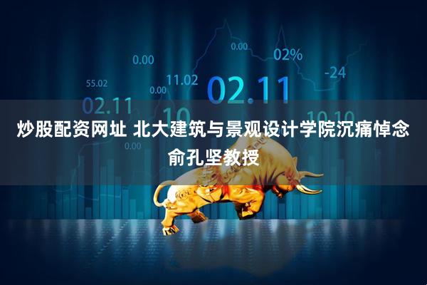 炒股配资网址 北大建筑与景观设计学院沉痛悼念俞孔坚教授